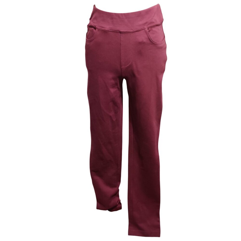 Kim Gravel 6 Tall High Rise Burgundy Pull On Straight Leg Stretch Pants Pockets